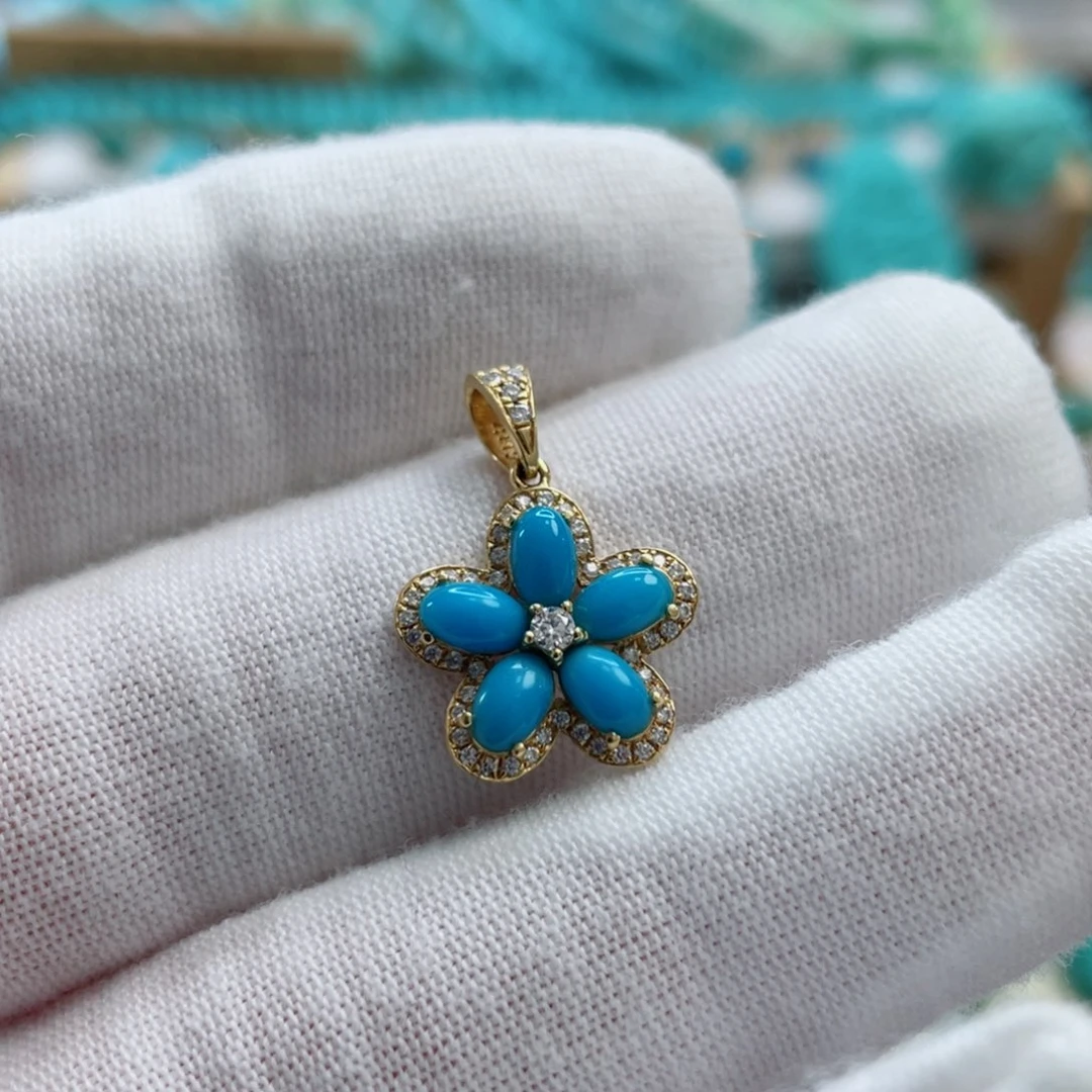 18K金镶嵌绿松石珠宝奇石