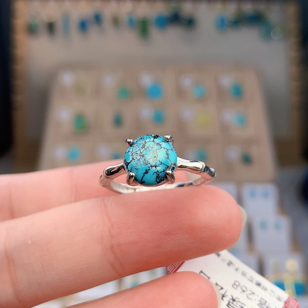 绿松石银S925镶嵌戒指