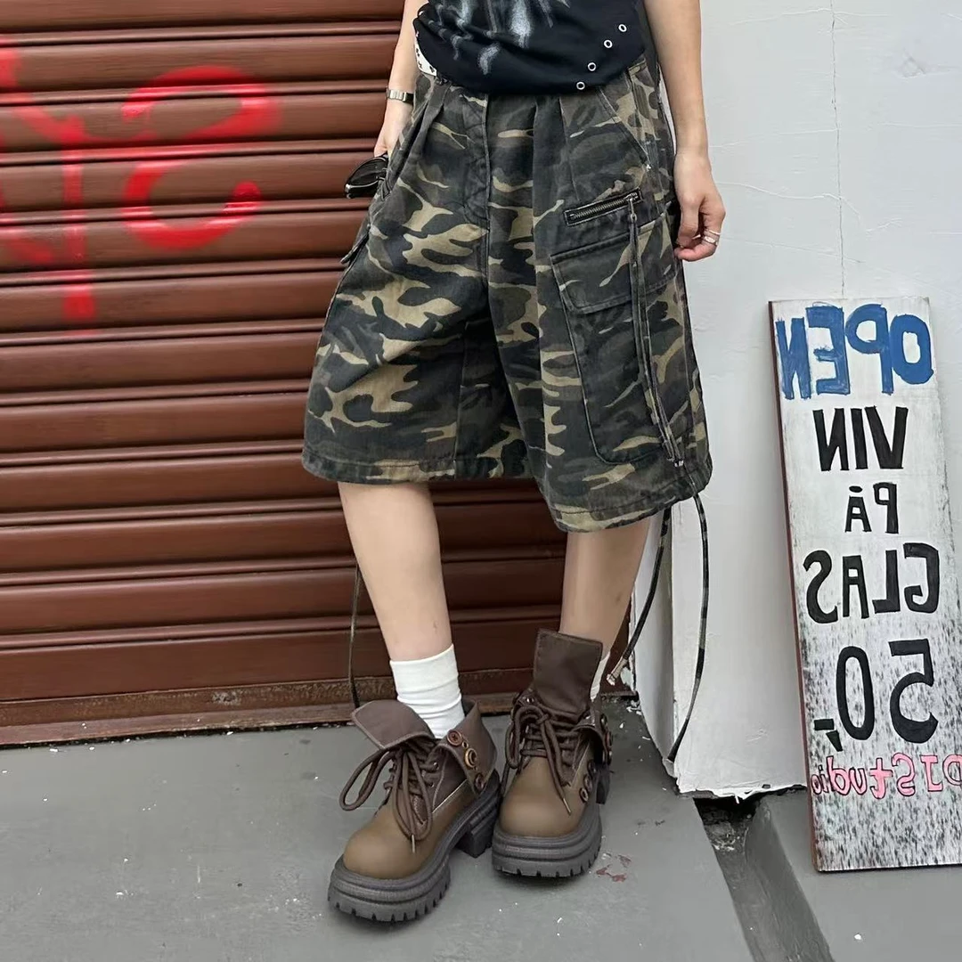 【青青】金冬天同款系带抽绳迷彩工装裤K25515无运补