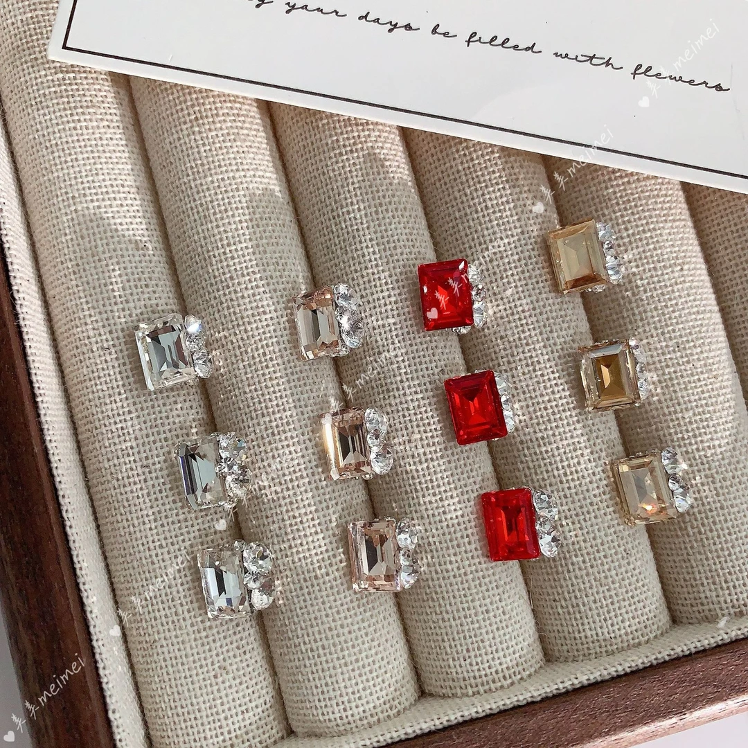 MM【新款6*8华子切冰糖成品堆钻】高品方糖美甲钻饰品堆堆钻合金底