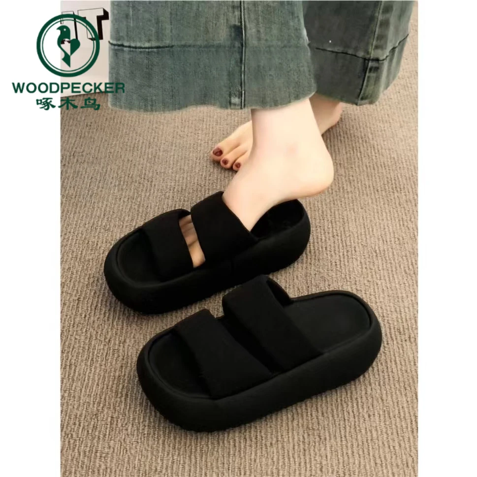 啄木鸟凉拖鞋女夏外穿时尚2025新款厚底增高一字拖高级感沙滩凉鞋