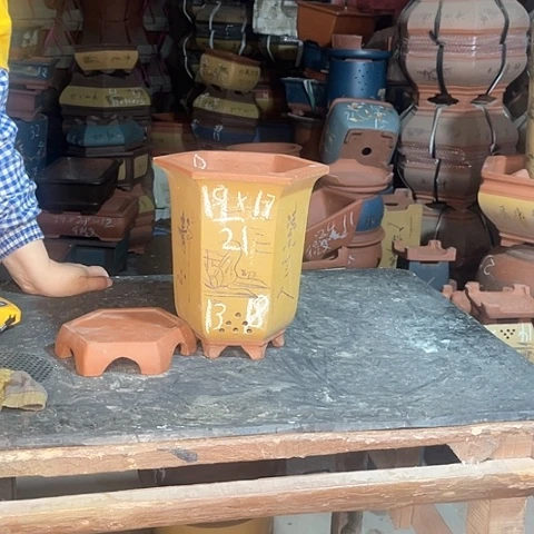 紫砂花盆六方一个