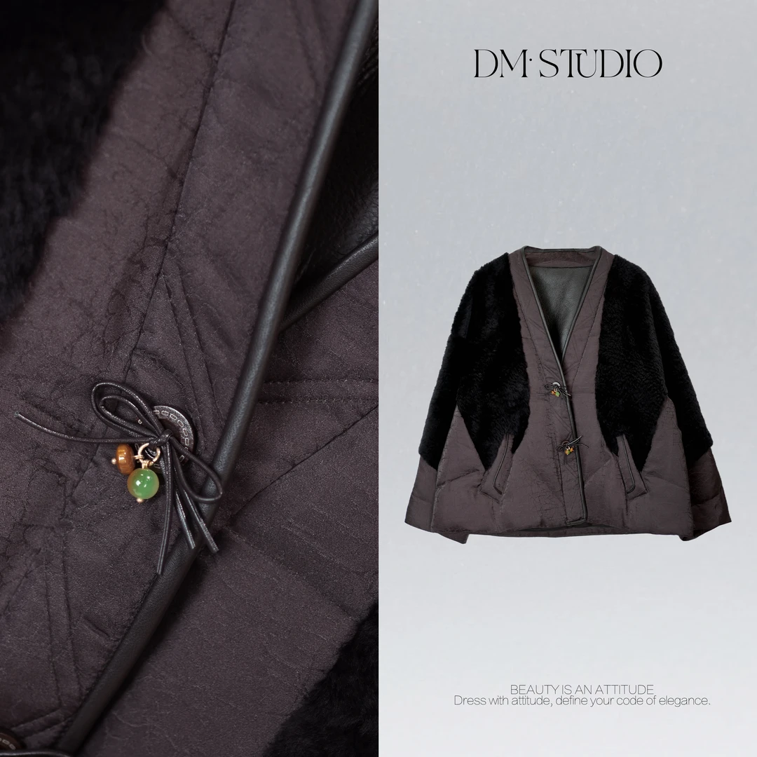 DEDM•STUDIO/冬季静奢高级重工皮毛一体90白鹅绒外套2510WT/BE167