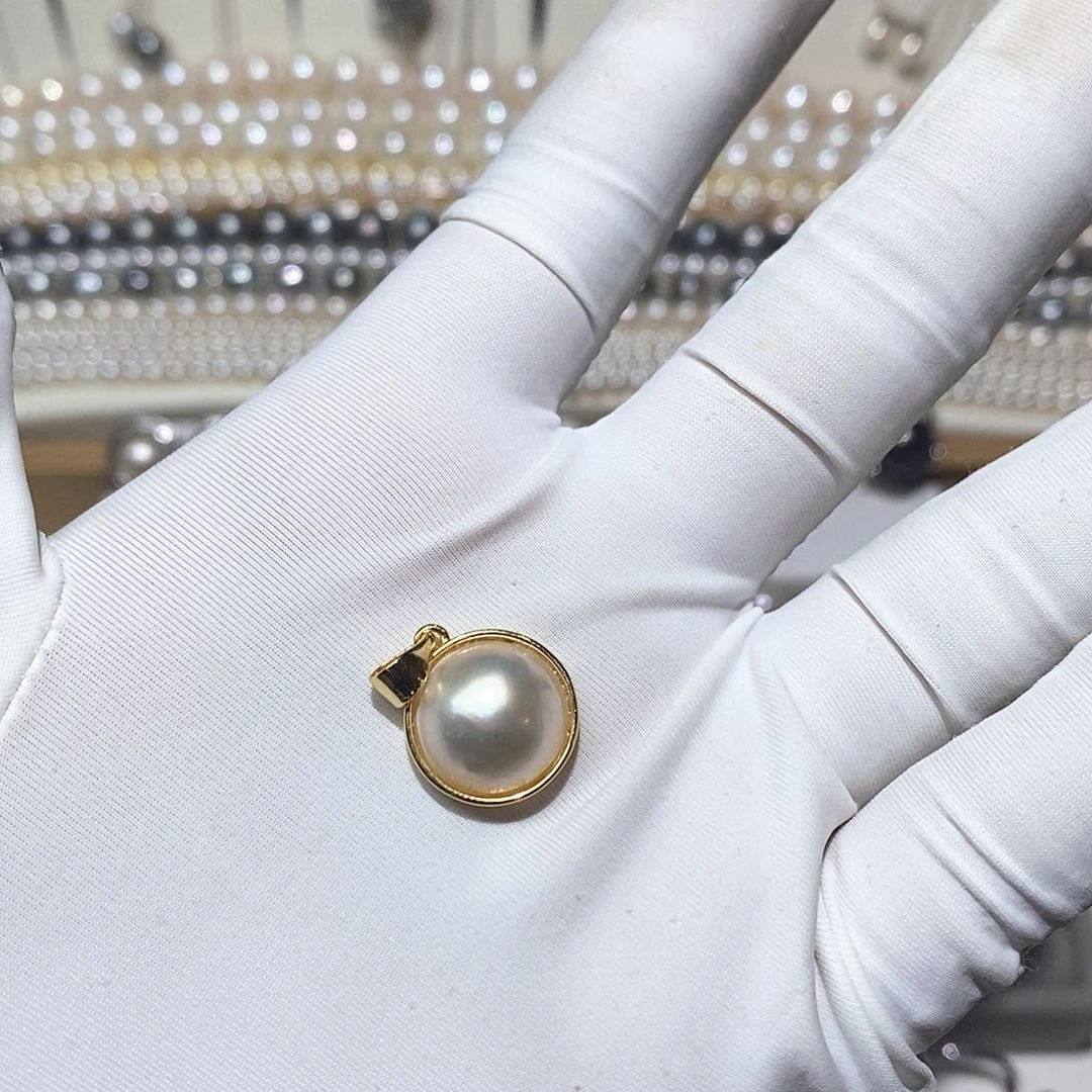 银S925镶嵌拼合珍珠（马贝珠）颈饰