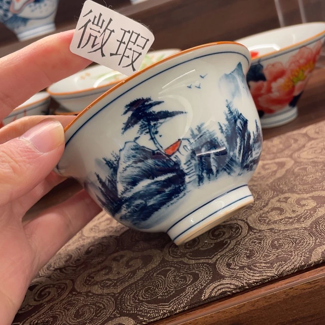 釉下手绘茶具微瑕