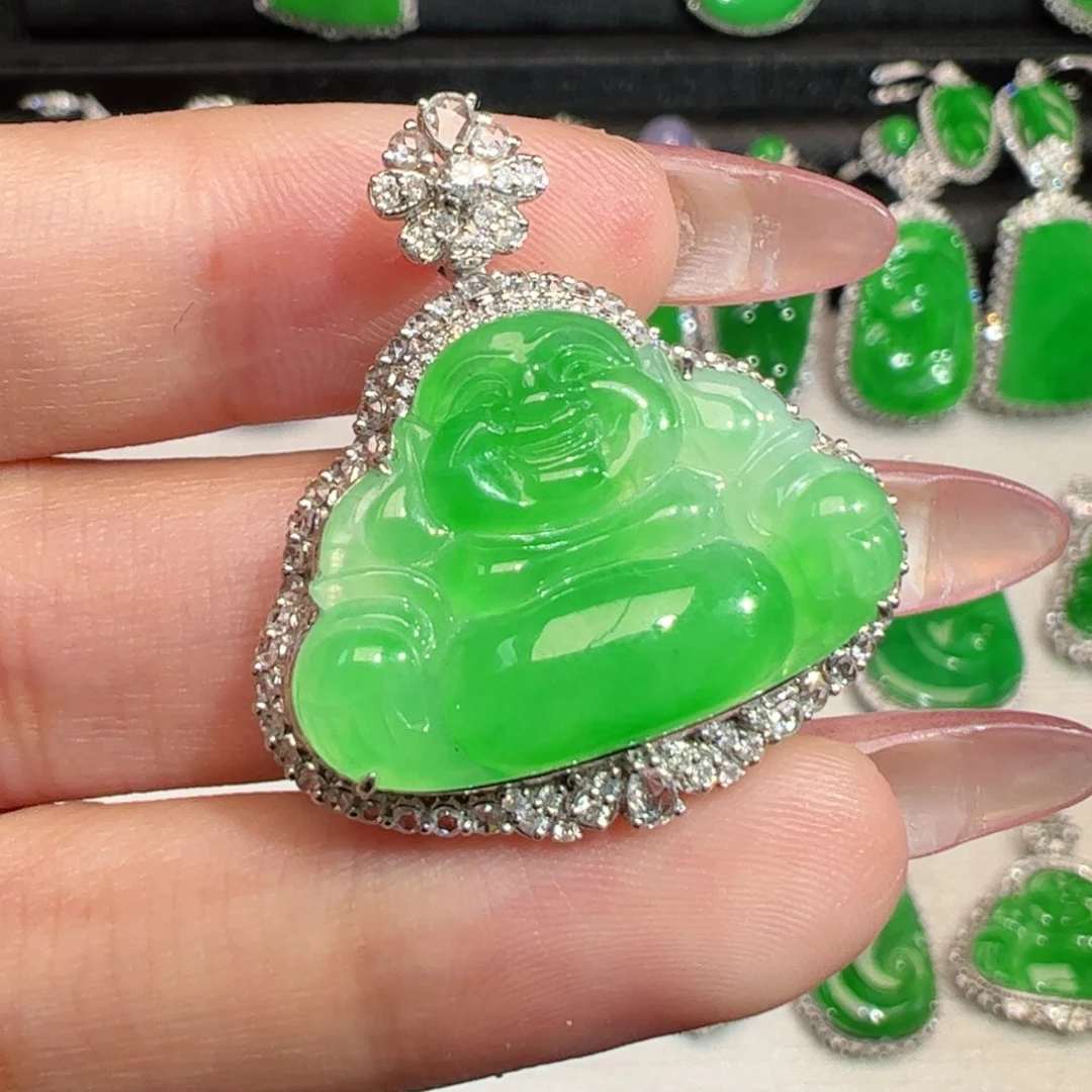 翡翠18K金镶嵌吊坠(不含链)