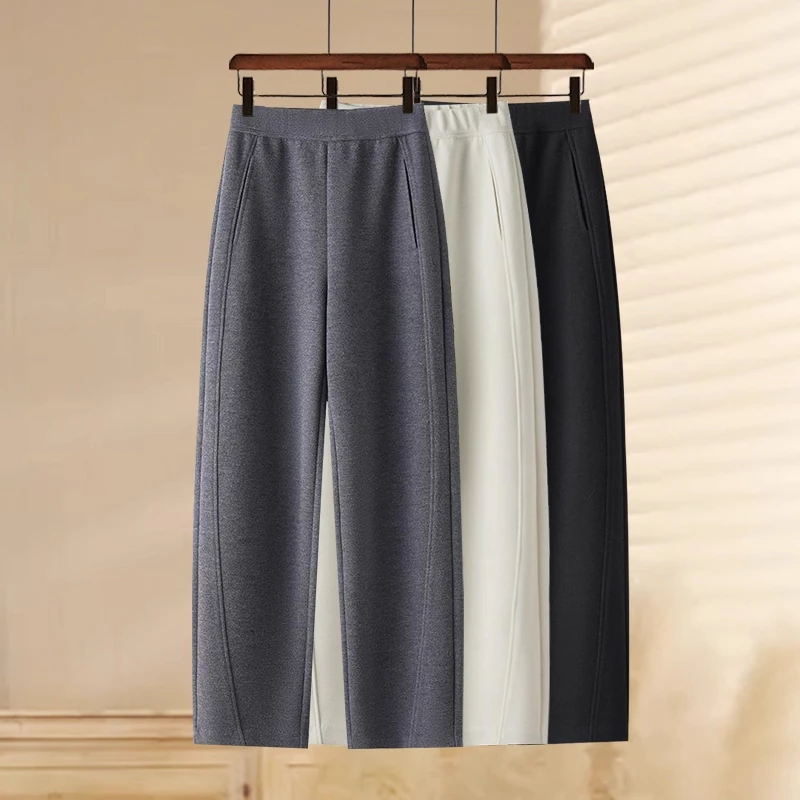 镰刀香蕉裤卫裤女2025新款秋冬加绒休闲裤宽松垂感羊毛阔腿运动裤