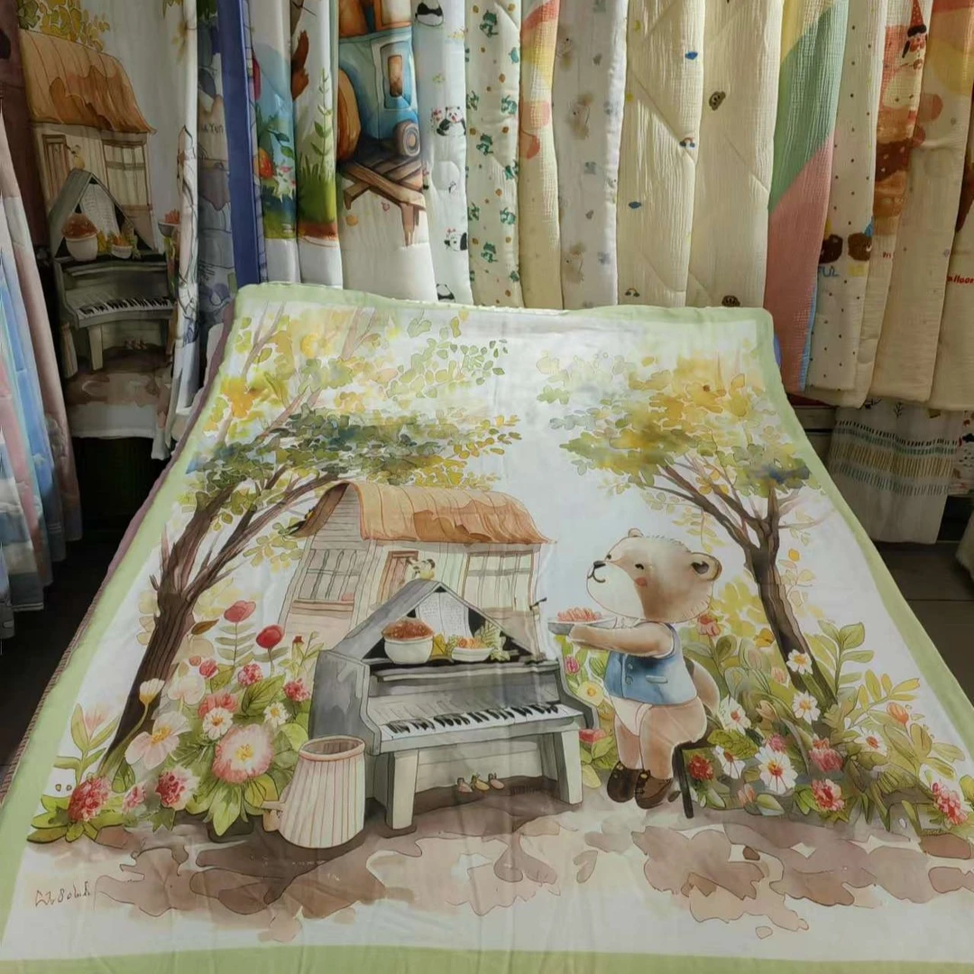 2025豆豆绒儿童小被子印花单人布床