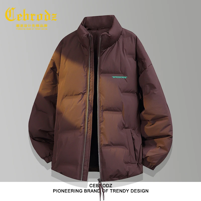 法国Cebrodz冬季潮流百搭立领短款羽绒服男大码宽松防寒保暖外套