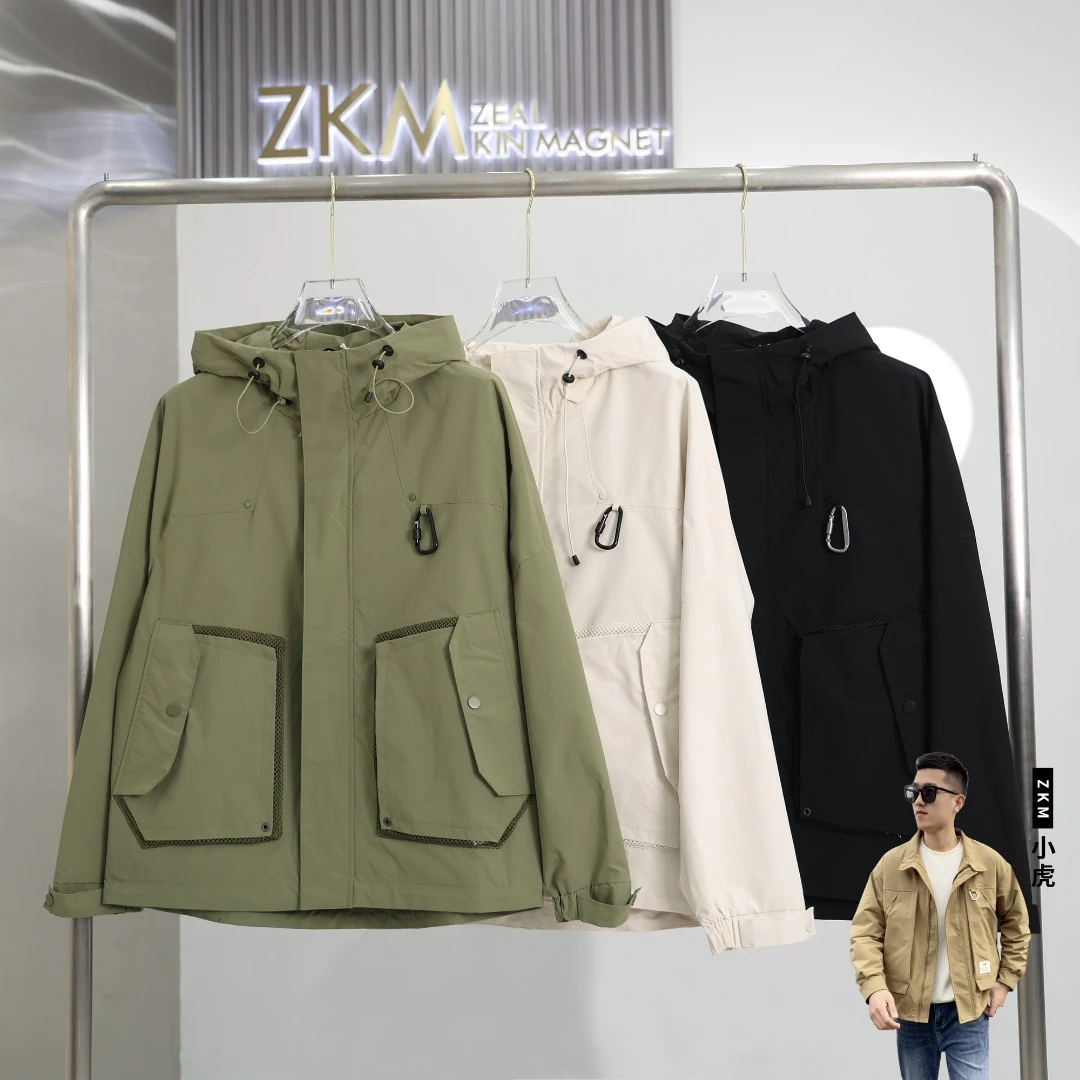 【高货原创】1003-春季新款连帽大口袋工装夹克休闲外套防风