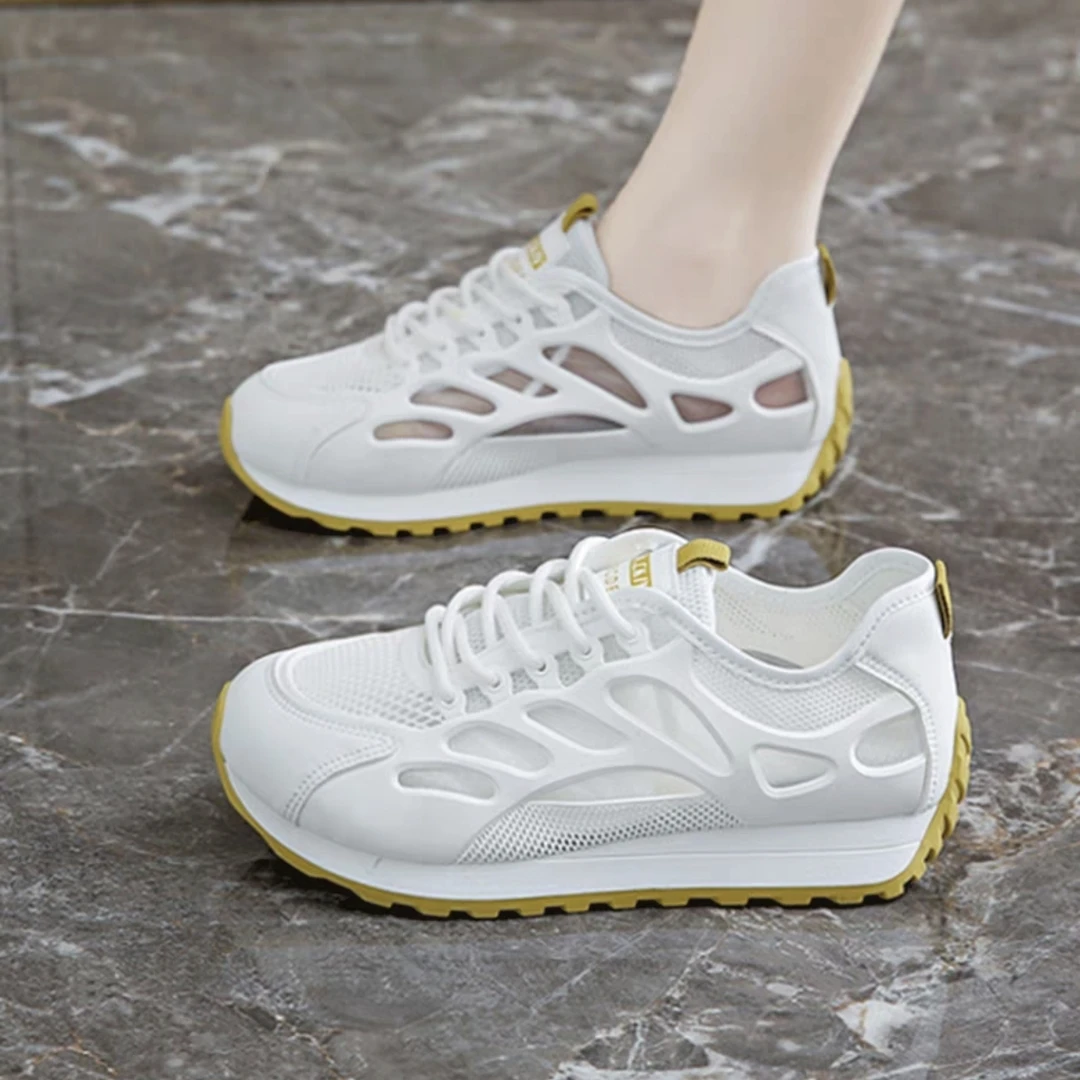 2025夏季新款镂空网面小白鞋女透气阿甘鞋休闲软底洞洞鞋子