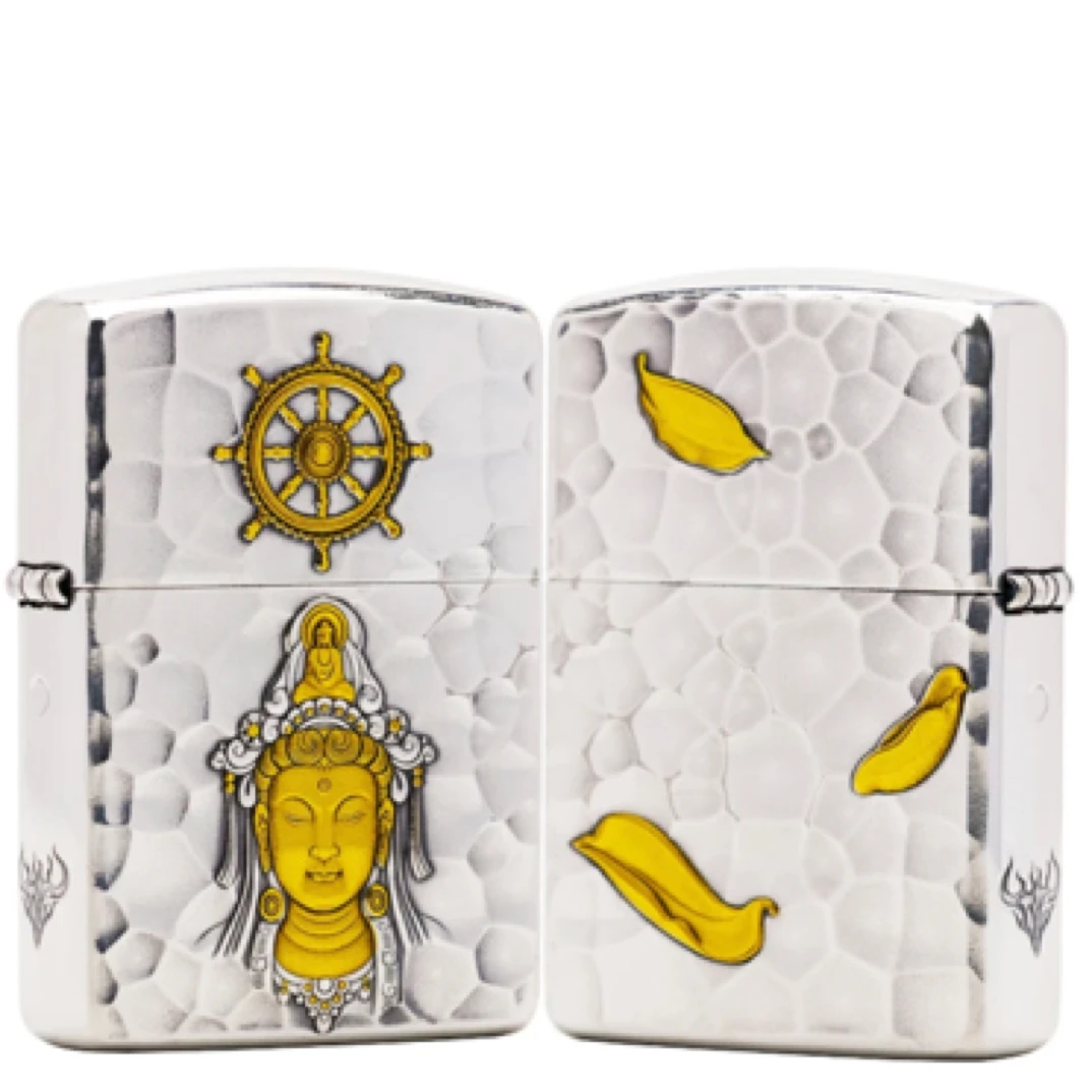 Zippo打火机 蚊版 鎏金观心镀银双色盔甲收藏 送男友DYJ1