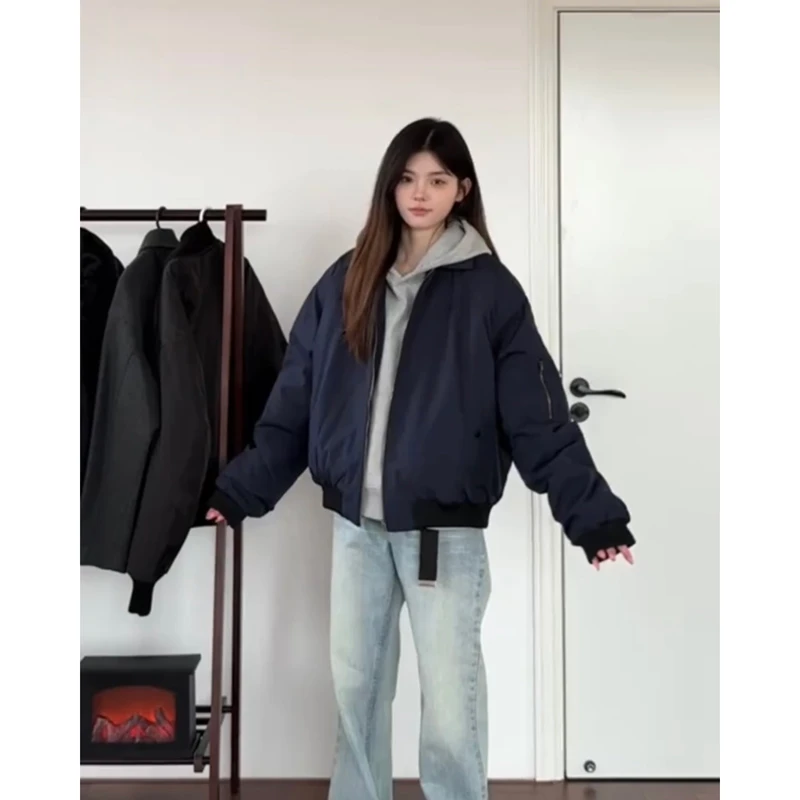 cleanfit藏青色飞行夹克男春季潮牌bomber短款外套广州新塘棒球服