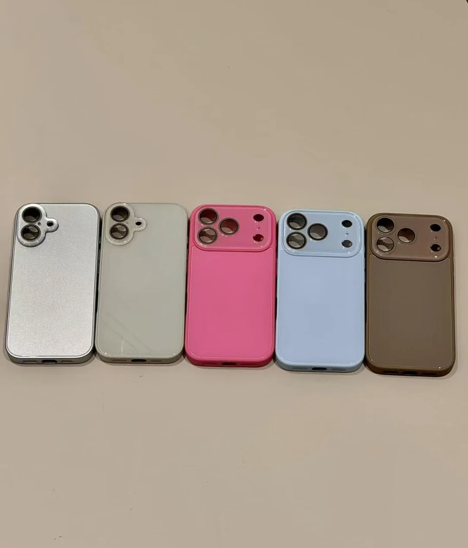 高级感ins极简纯色钢化玻璃适用于iPhone17ProMax手机壳16硬15Pro