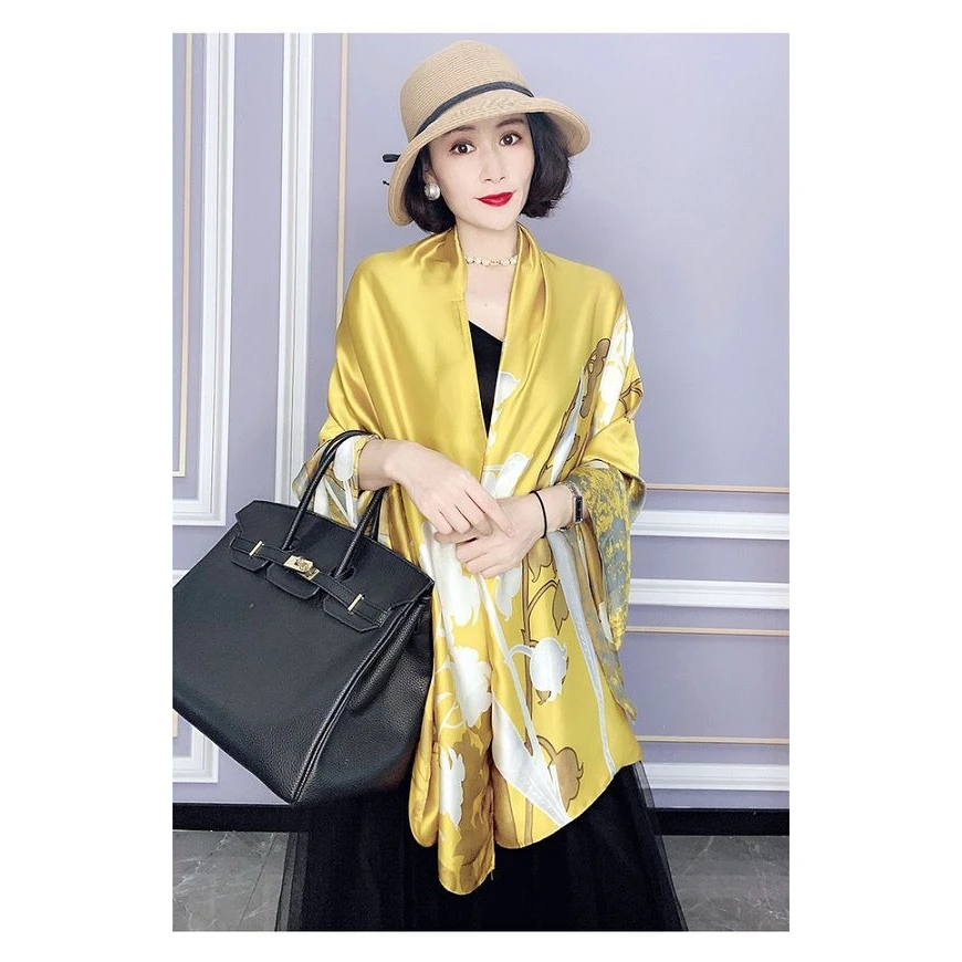 1E 木槿花  女士时尚百搭优雅丝巾围巾