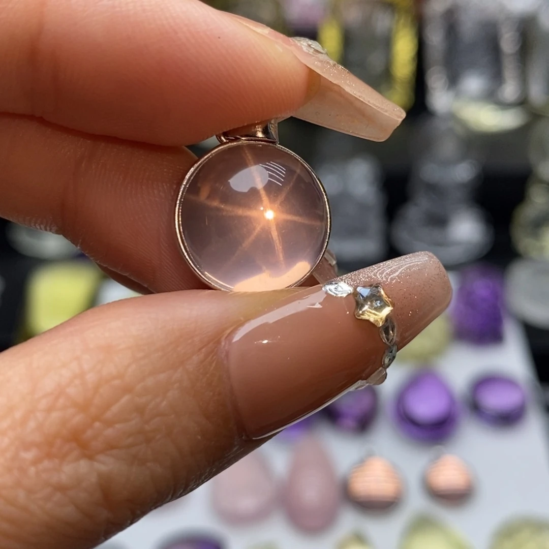 水晶未镶嵌颈饰粉水晶吊坠