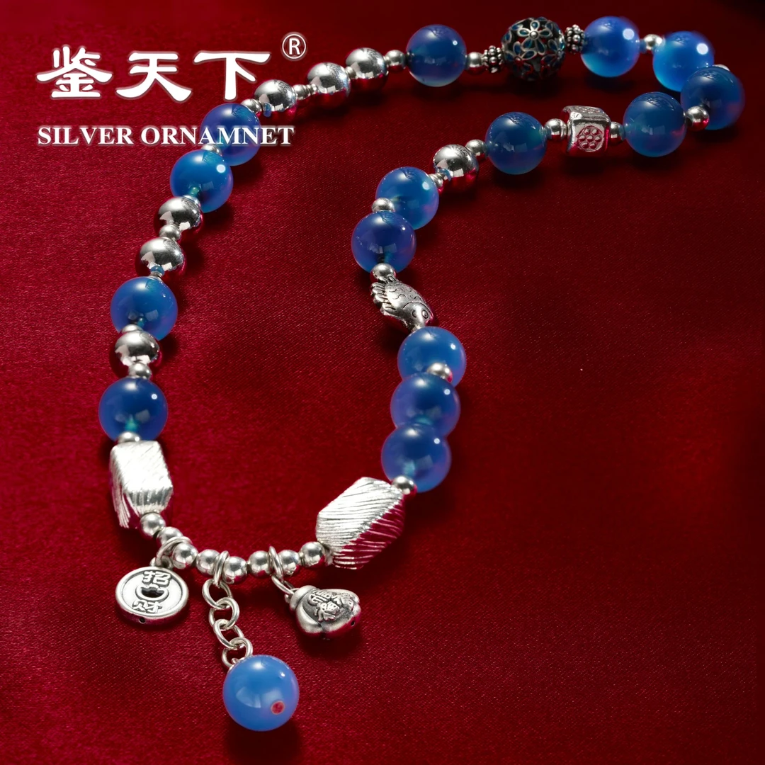 925银手链 【鉴天下】糖心梅花镂空圆球招财钱币流苏手链06300053