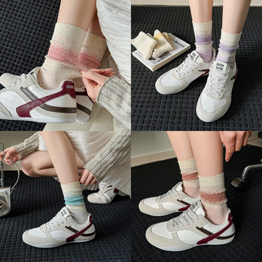 双针双路彩色星空船袜子女棉不臭脚不掉跟 中短筒低帮浅口女袜