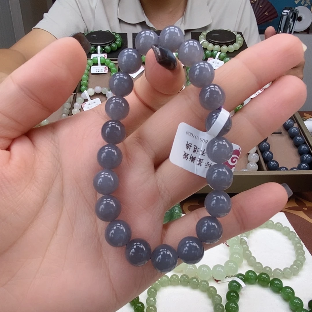 未镶嵌手串和田玉8mm烟紫