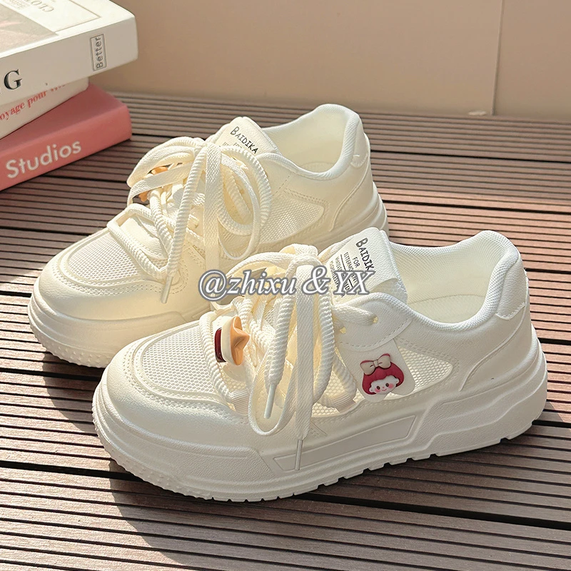 网面小白鞋大头款女鞋春季夏季新款圆头加大加宽板鞋子厚底