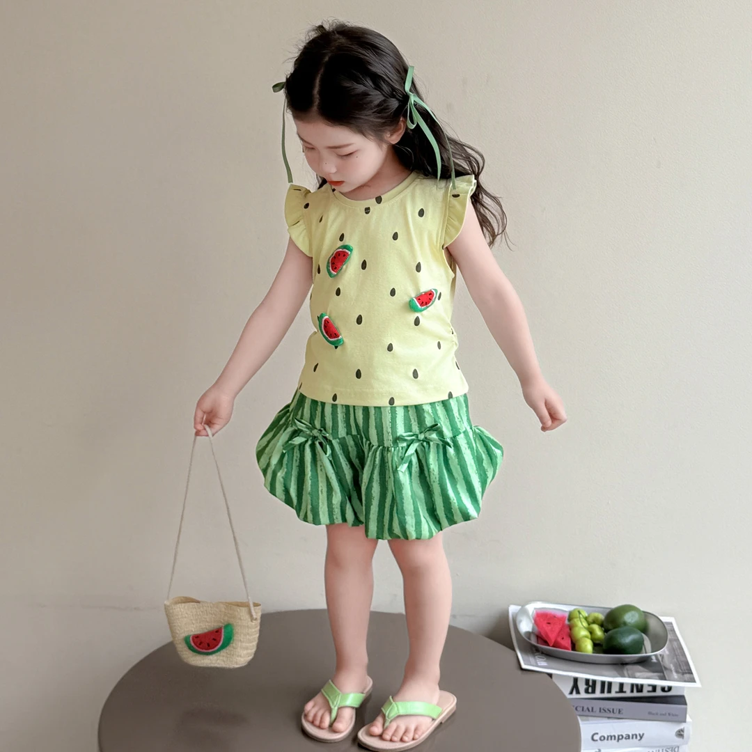 女童夏季无袖套装新款儿童洋气超好看习惯背心女宝夏装短裤两件套