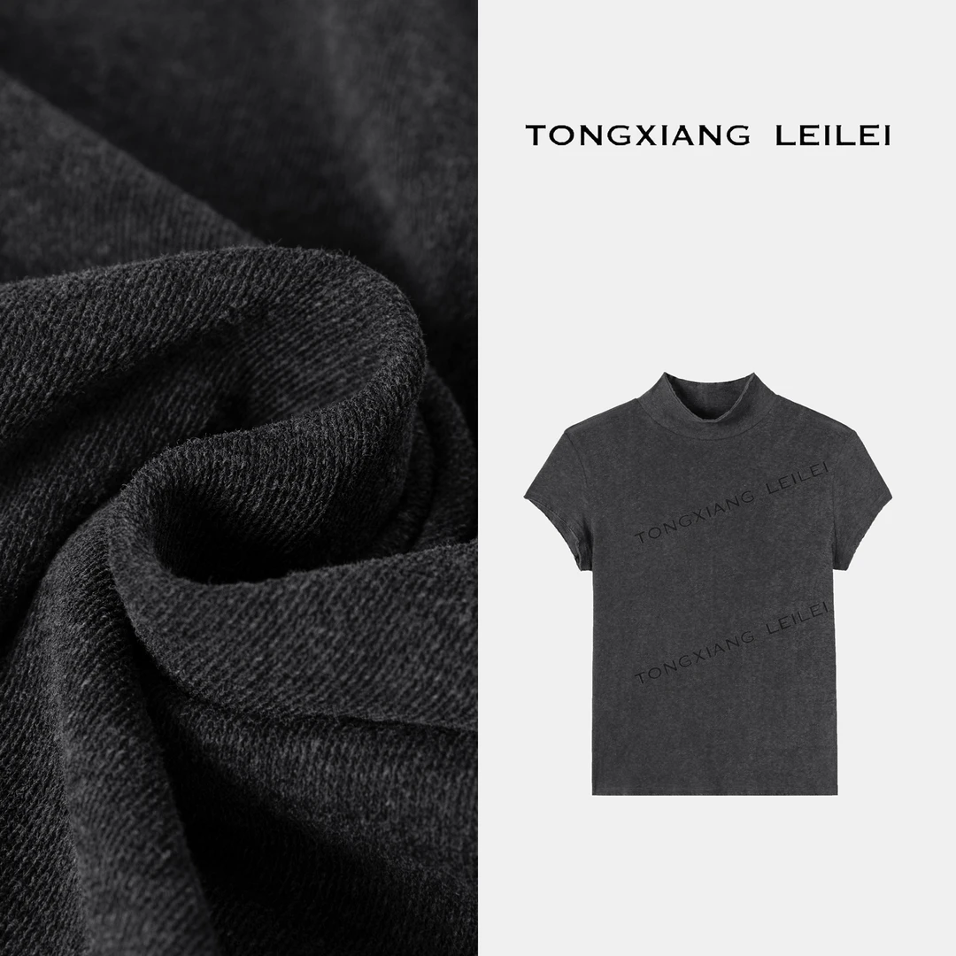 LEILEI短袖合身极简休闲T恤灰色夏季BF1036
