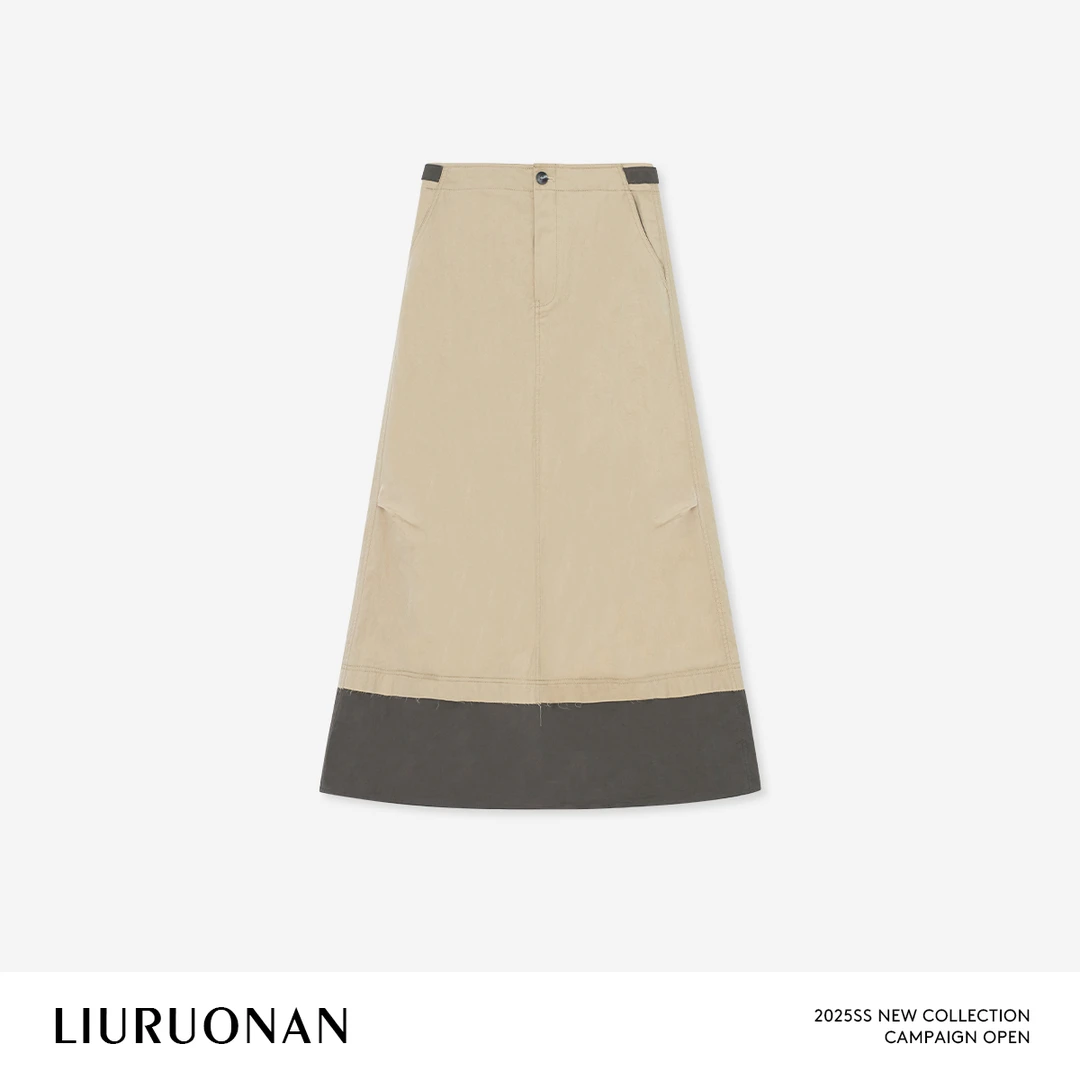 LIURUONAN 25SS【拼接工装裙】撞色设计春夏薄款休闲百搭A字半身裙