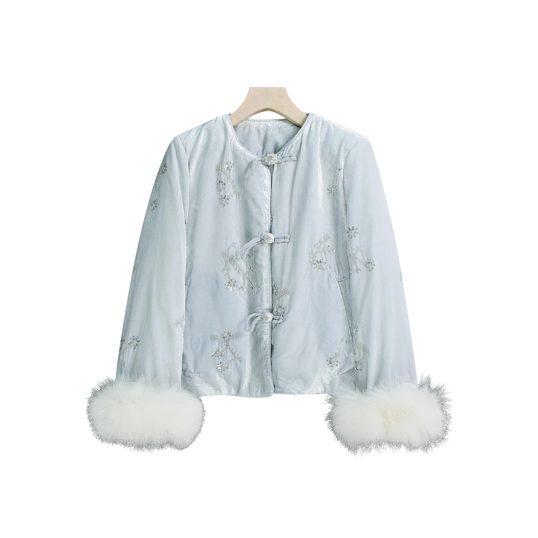 JIUJIU 烟波水仙~秋冬时髦百搭新中式风羽绒服-Y14260