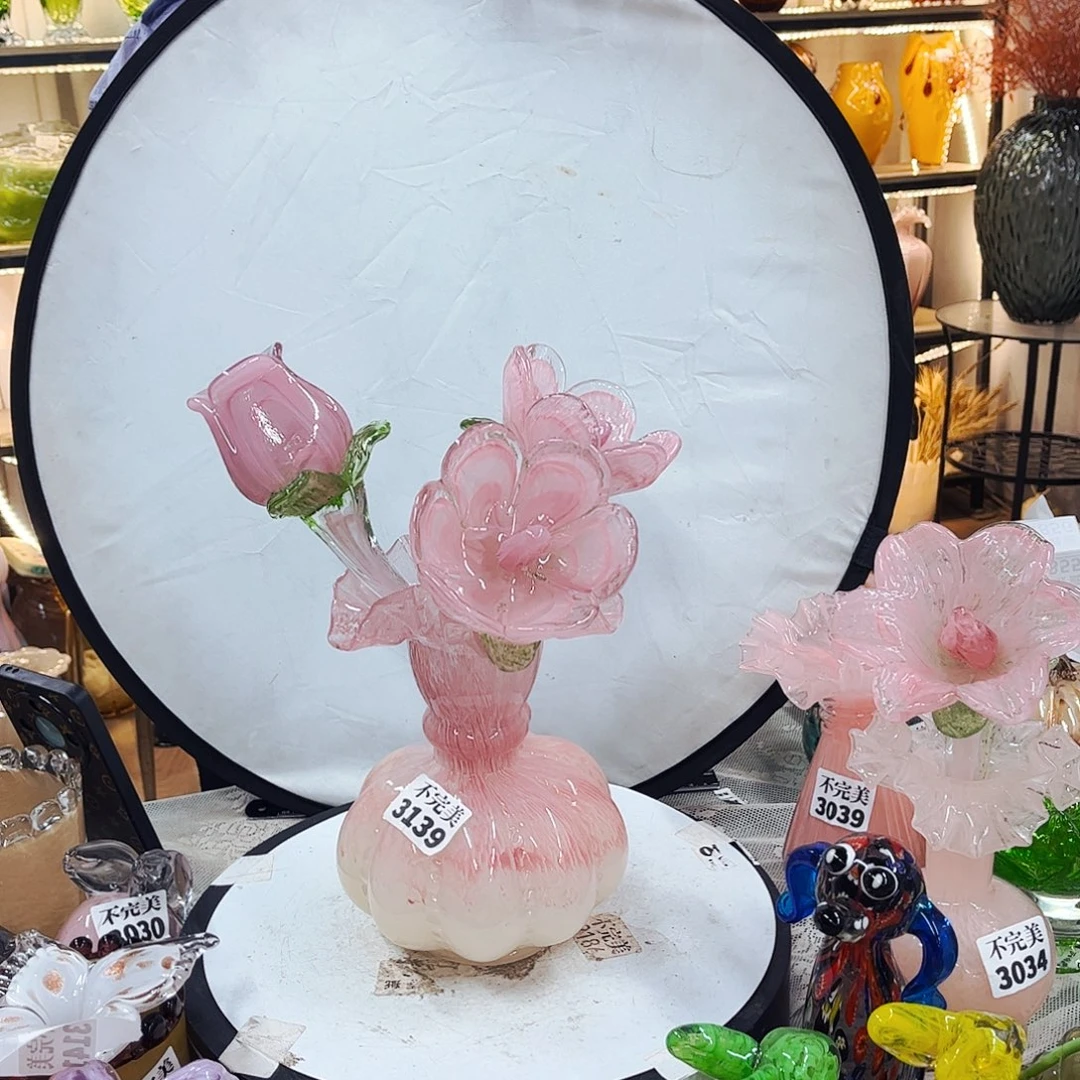 3花+1瓶家悦美居琉璃摆件不完美
