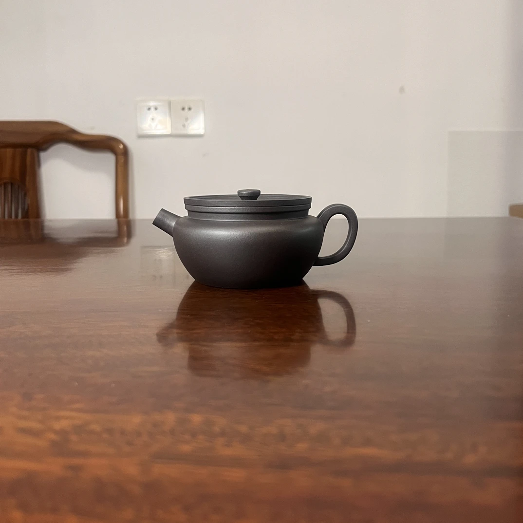 宜兴原矿紫砂壶镜圆壶家用泡茶壶150CC泡茶器具泥壶茶具约150cc