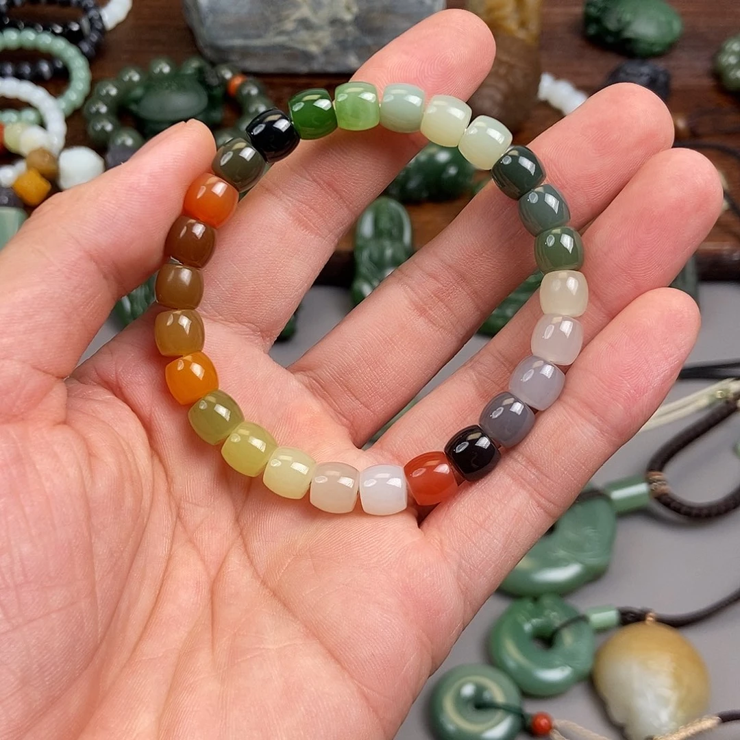 和田玉未镶嵌颈饰多宝手串