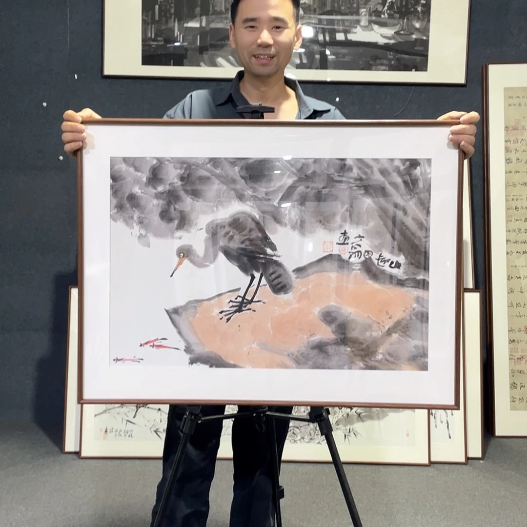 国画手绘画作品带框