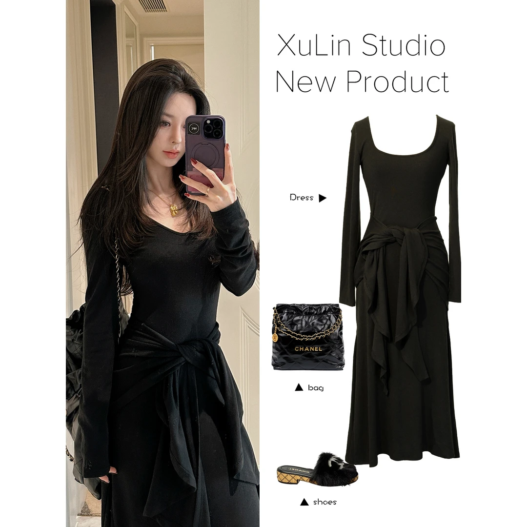 MINISTUDIO徐琳「赫式遐想」垂感针织连衣裙+腰间绑带x250015