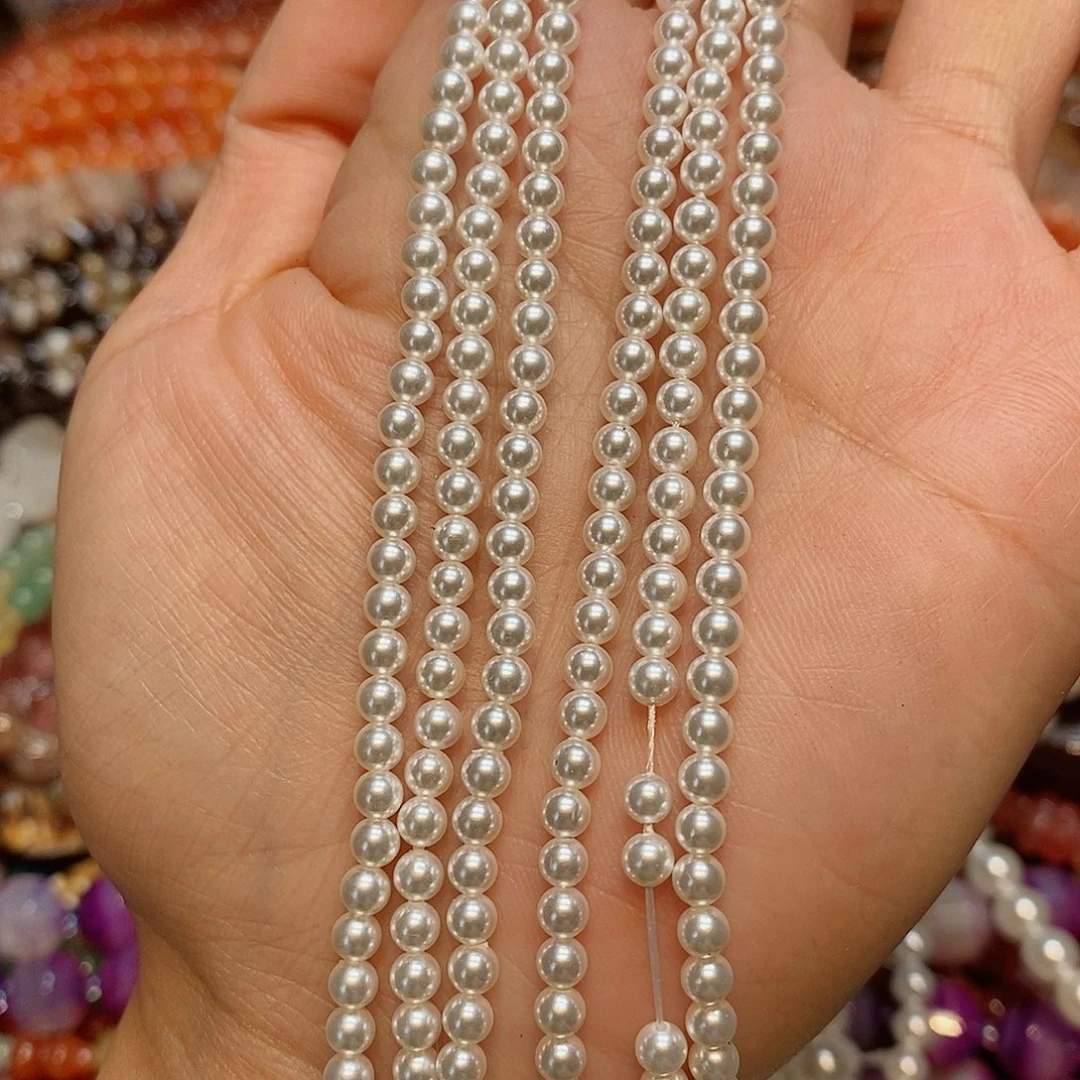 玛瑙/玉髓散珠天然深水贝壳一条4mm