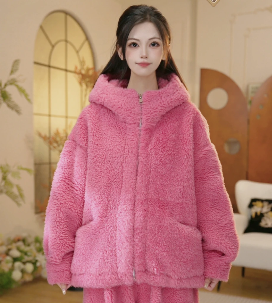 【连帽暖绒绒~】H冬款长袖加绒家居服冬季加绒加厚保暖舒适睡衣