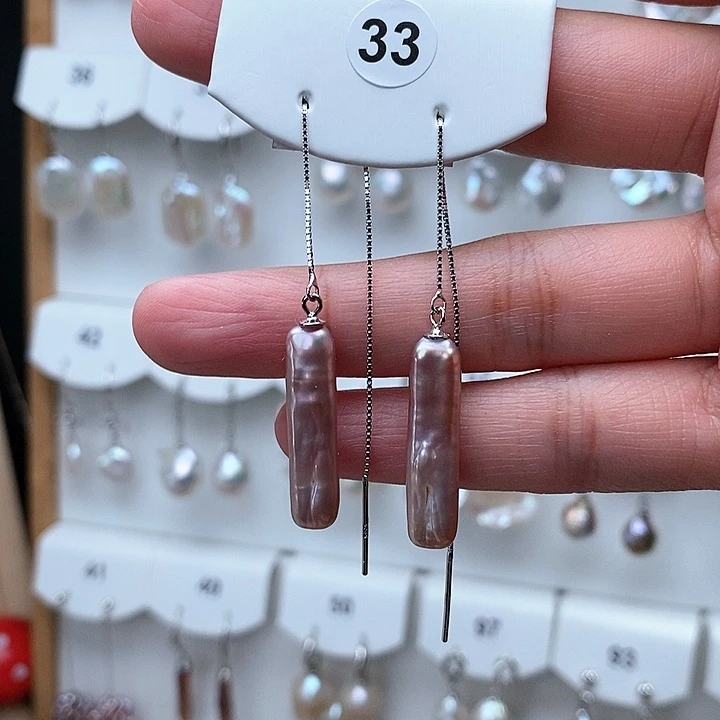 淡水珍珠耳饰银S925镶嵌