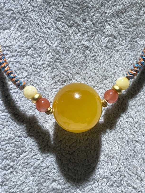 俄料蜜蜡圆珠锁骨链21.6mm