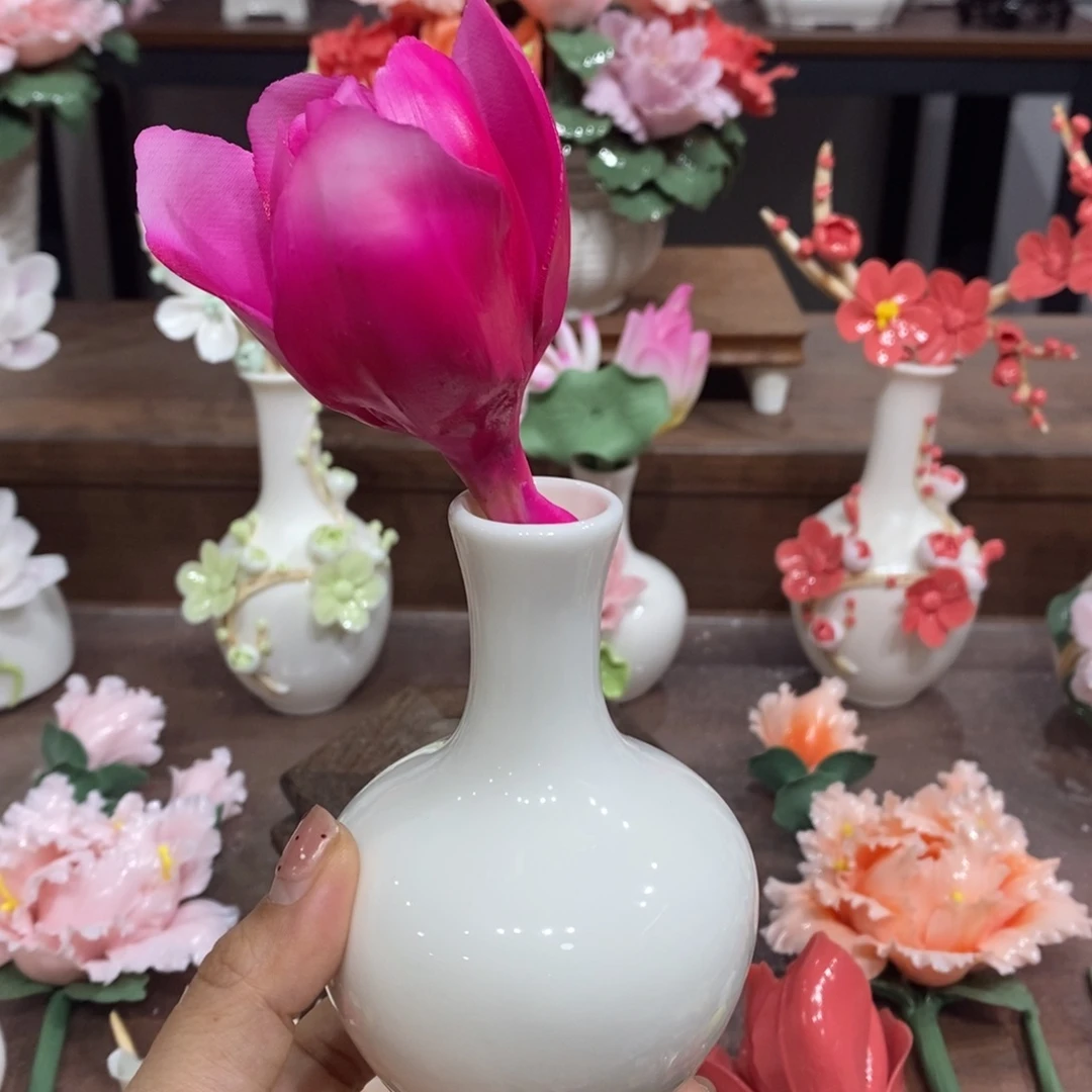 摆件陶瓷手工花摆件