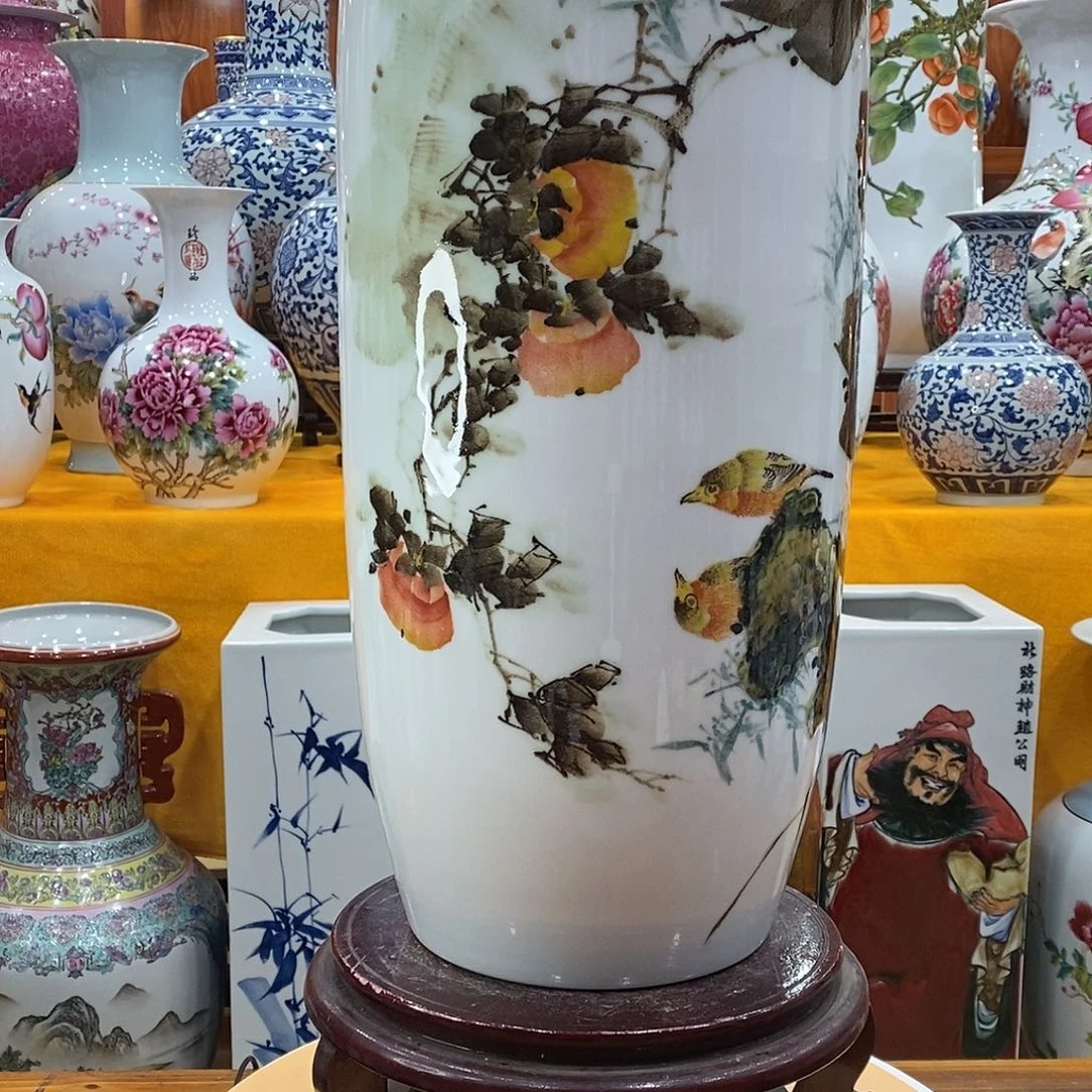 摆件雪***妮景德镇陶瓷冬瓜瓶