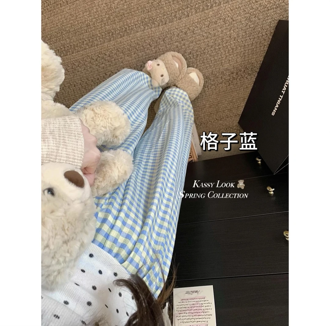 选这件！多巴胺睡衣卡通可爱宿舍外穿防蚊裤居家长裤睡裤阔腿裤女