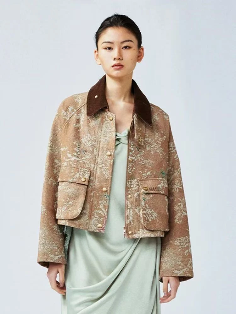 UOOYAA/乌丫2025春季新款「我爱我家」复古华丽织毯花夹克外套2999