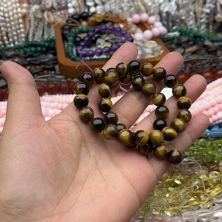 玛瑙/玉髓未镶嵌珠宝半成品一条10mm虎眼石