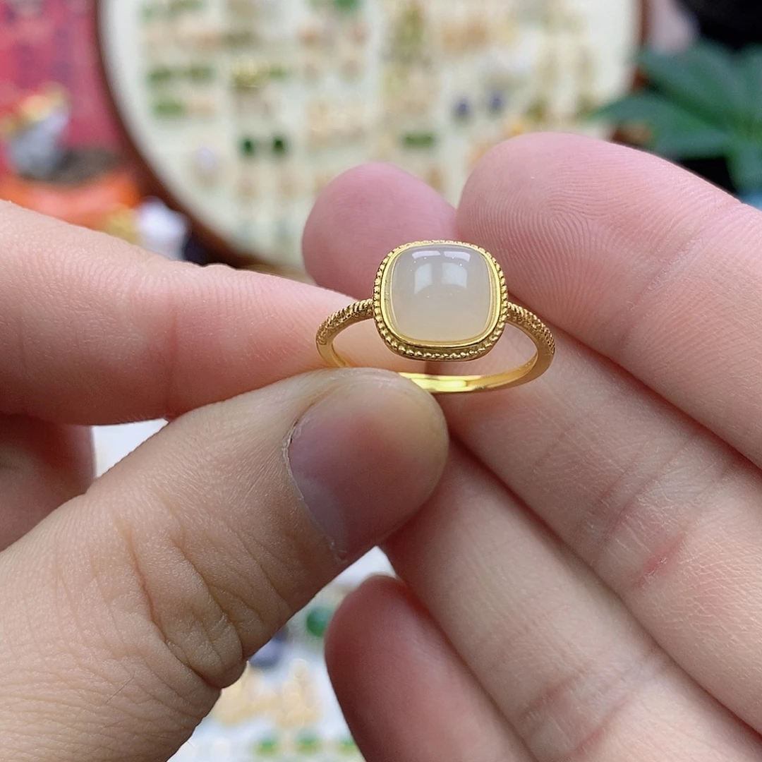 和田玉银S925镶嵌耳饰