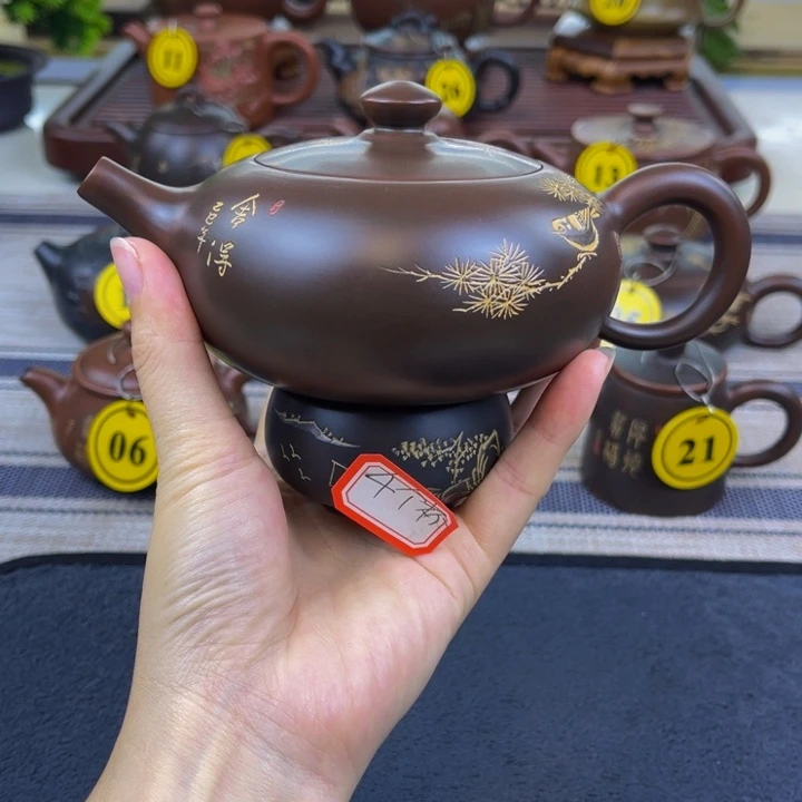 1***3坭兴陶原矿坭料制作带套盒共四个杯