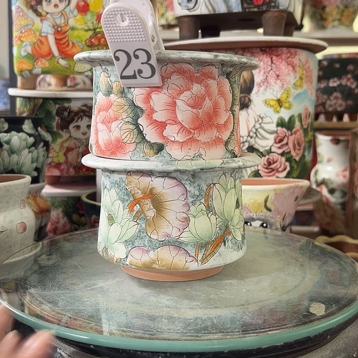 止***语景德镇手绘花盆满38包邮