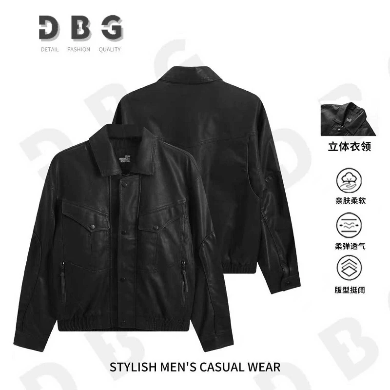 【京上品川PU99】秋冬上新美式百搭翻领机车皮夹克男女款二棉厚外套
