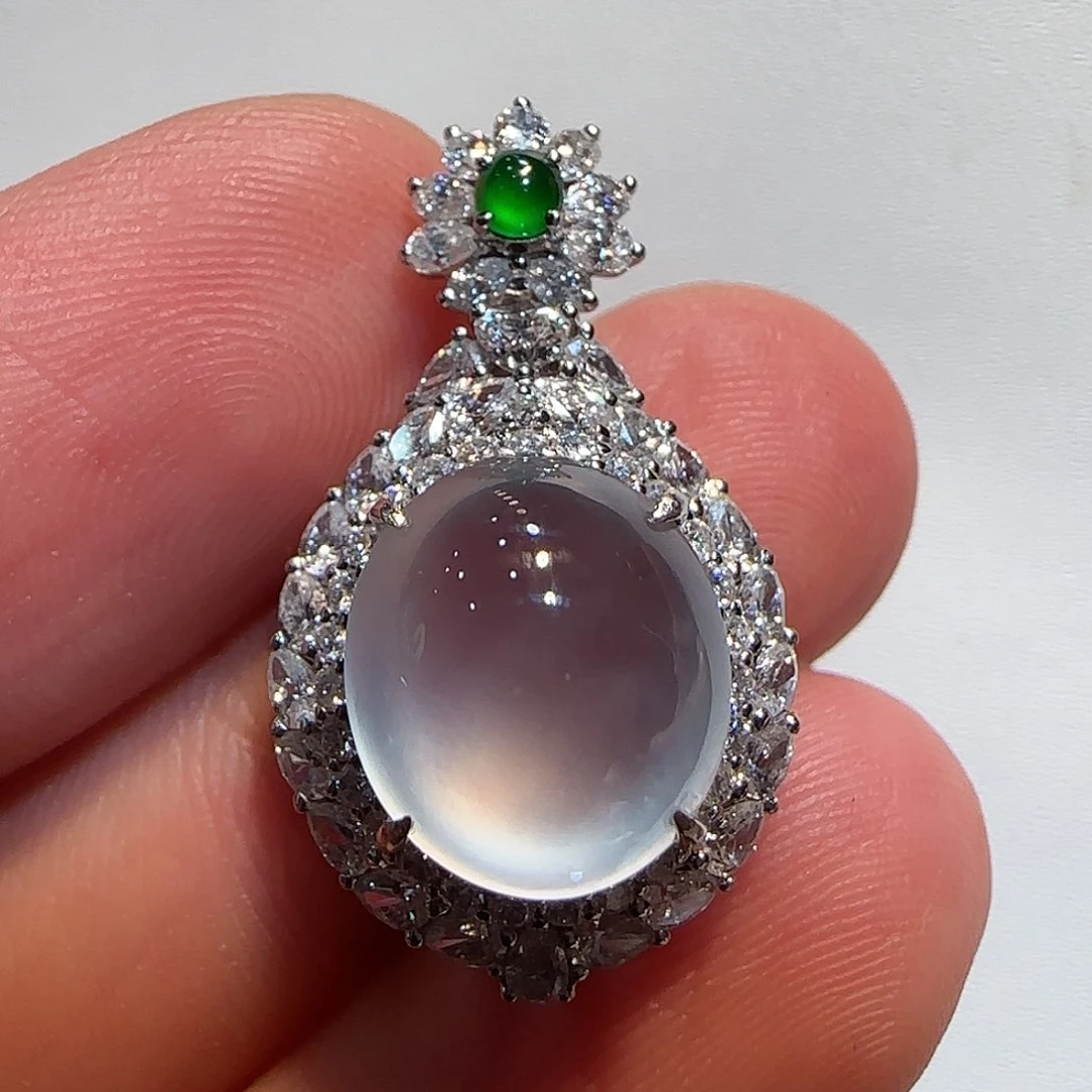 翡翠18K金镶嵌吊坠(不含链)吊坠