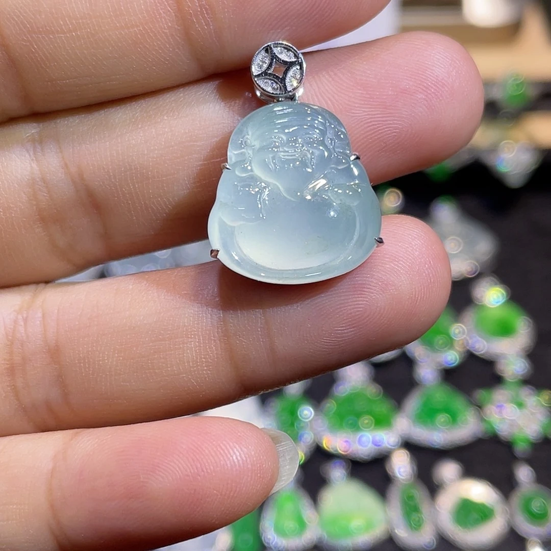 翡翠18K金镶嵌吊坠(不含链)