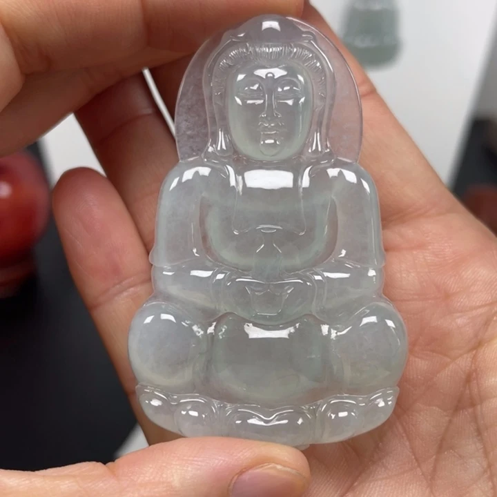 翡翠未镶嵌颈饰天然缅甸翡翠A货观音87号