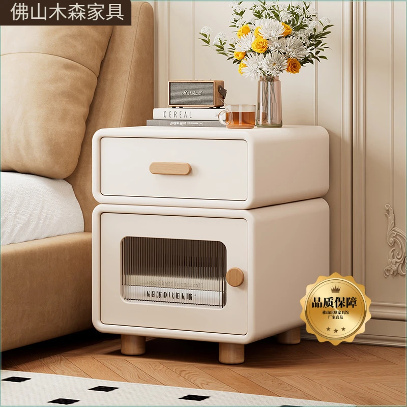 奶油床头柜超窄简约现代2025新款床边柜家用卧室网红小型收纳柜